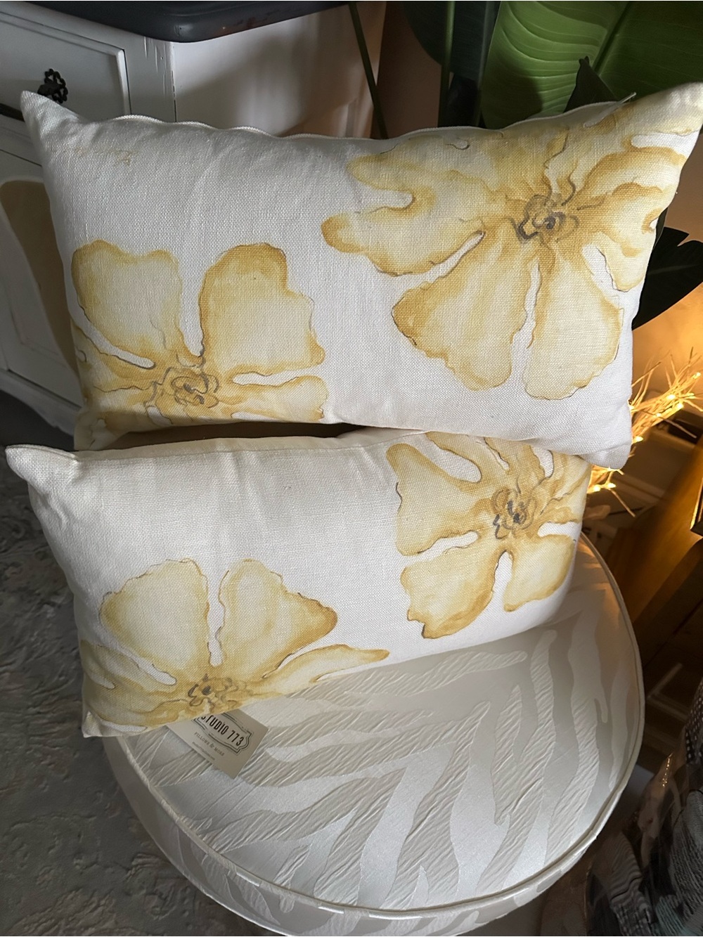 Studio 773 Yellow and Cream Floral Pillow